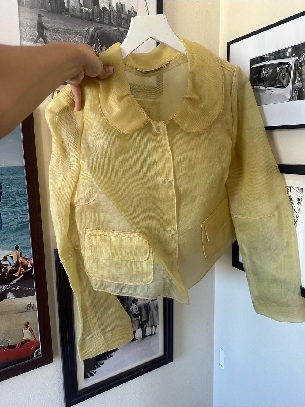 Dolce & Gabbana 100% Silk Organza Cropped Jacket - Sheer Butter Yellow FW08 - Picture 7 of 8